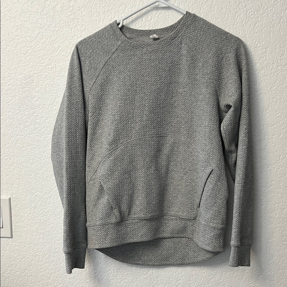 lululemon athletica Textured Gray Crew Neck Sweater